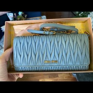 Miu Miu Matelasse wallet with detachable chain